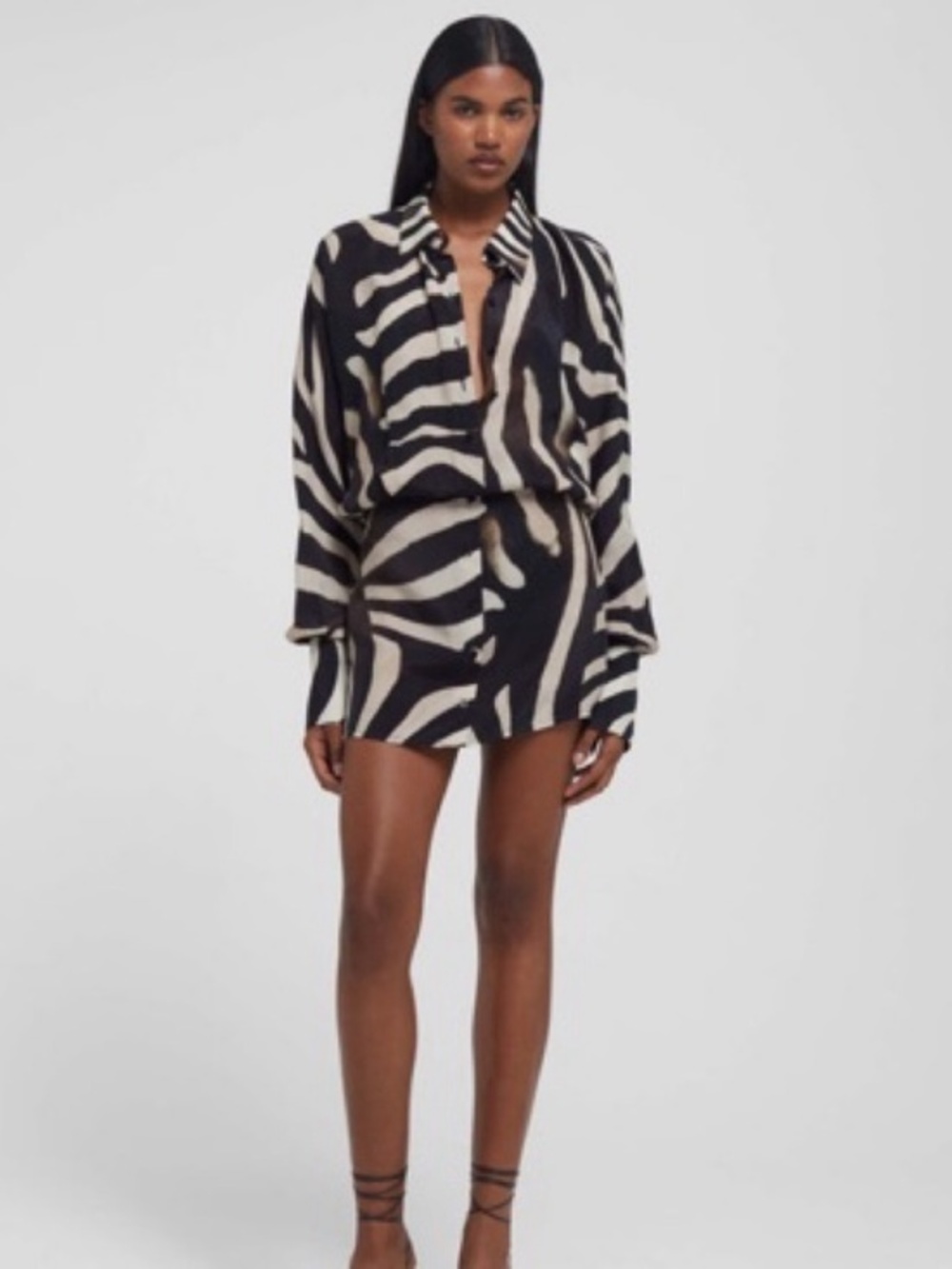 PRETTYLITTLETHING Zebra Pattern Button-up